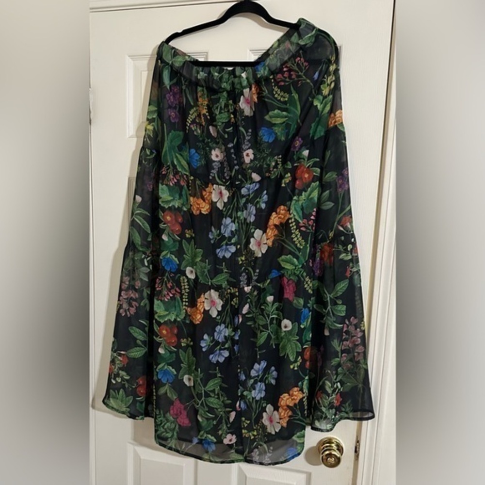 Floral Black Maxi Skirt Sheer